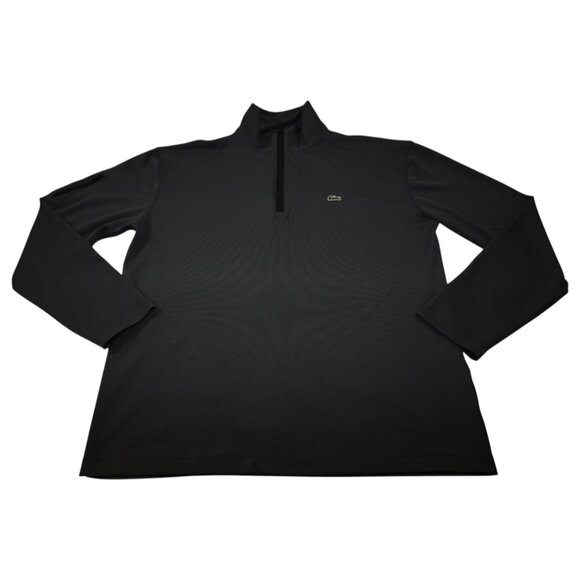 Lacoste Sweatshirt Mens‎ Black Ultra Dry Stretch Outdoor Long Sleeve Quarter Zip - Picture 1 of 7